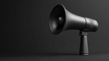 A 3D megaphone, symbolizing loud communication and amplification, isolated on a clean background. Represents power, influence, and public speaking in modern, vibrant contexts.

