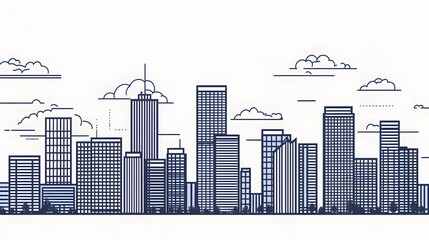 Obraz premium Modern Urban Skyline with Linear Geometric Building Architecture