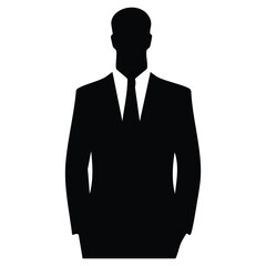Black silhouette of business man in suit and tie vector illustration for design and web graphics use