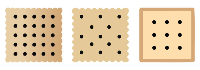 Cracker assortment illustration, square crackers, food snacks.