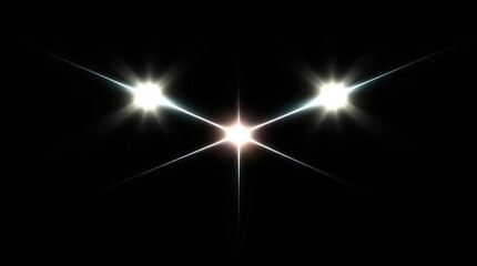 Abstract Light Flares Shining Brightly on Black Background for Graphic Design
