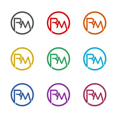 RM letter logo  icon isolated on white background. Set icons colorful