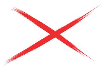 Hand drawn brush stroke red cross shape letter x icon design element