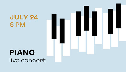 Piano Musical Festival Web Banner. Vector Illustration of Arts Musical Festival Instrument. Concert Flyer.