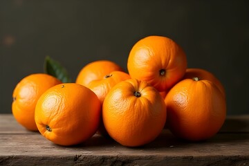 Fresh orange on rustic wooden board. Organic fruit background