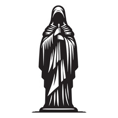 Naklejka premium Majestic Gothic saint statue silhouette, an icon of celestial power - Gothic saint illustration - Gothic saint vector - Gothic silhouette