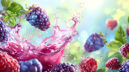 Delicious And Nutritious Forest Berries Juice Promotional Design

