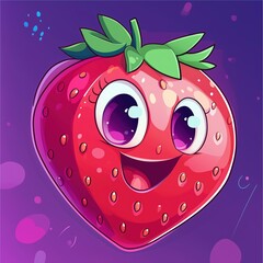 Obraz premium Cute Strawberry Character Cartoon Illustration - Playful & Whimsical Vector Art