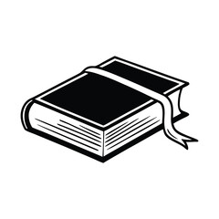 Vintage Books Set  Stack, Closed, and Open Book Black and White Vector Illustration .