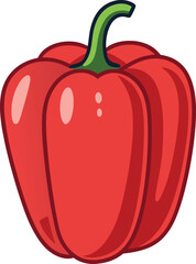 Red Capsicum Vector Logo Icon | Red Bell Pepper Illustration | Flat Style Clipart