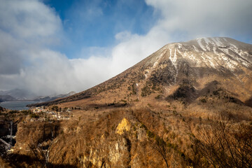 Akechidaira ropeway with surrounding beautiful viewpoints in Nikko, Japan, during cold weather in...