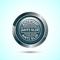 Anti slip icon design illustration. Non slip safety icon, Slip prevention sign symbol, Gray color round button design