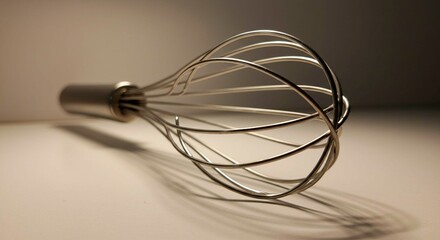 Whisk Shadow Play: An elegant whisk casts a captivating shadow, the delicate wires creating a visual dance against a softly lit backdrop.