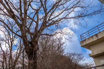 Akechidaira ropeway with surrounding beautiful viewpoints in Nikko, Japan, during cold weather in...