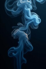 Fototapeta premium An abstract phone wallpaper showcasing swirling, ethereal smoke in deep blacks and electric blues with subtle gold accents, creating a mysterious and elegant atmosphere