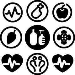 healthy food icons set