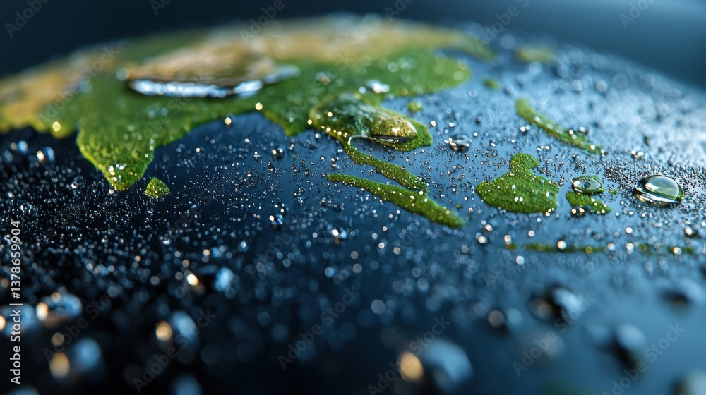 Poster a wet globe with water droplets on it