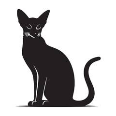 Exquisite Abyssinian silhouette, a masterpiece of feline form - Abyssinian illustration - Abyssinian vector - cat silhouette

