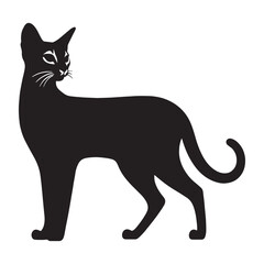 Noble Abyssinian silhouette, a blend of elegance and mystery - Abyssinian illustration - Abyssinian vector - cat silhouette

