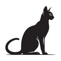 Graceful Abyssinian silhouette, a vision of feline perfection - Abyssinian illustration - Abyssinian vector - cat silhouette

