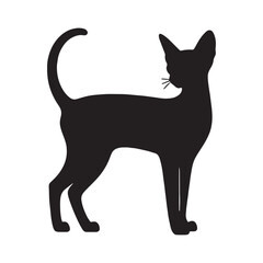 Refined Abyssinian silhouette, portraying the breed’s striking profile - Abyssinian illustration - Abyssinian vector - cat silhouette

