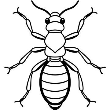 black and white ant outline clip art preview
