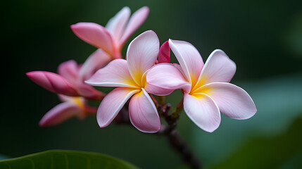 Fototapeta premium A close-up of a tropical plumeria in full bloom.