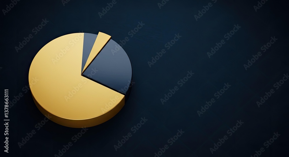 Poster pie chart of progress: a modern pie chart with sleek lines and subtle shadows, showcasing data distr