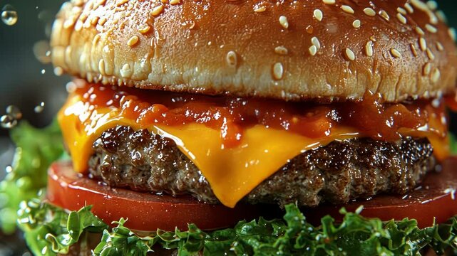 Delicious cheeseburger close-up
