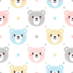 Obraz premium Cute bear hand drawn seamless pattern design for print on fabric and other uses