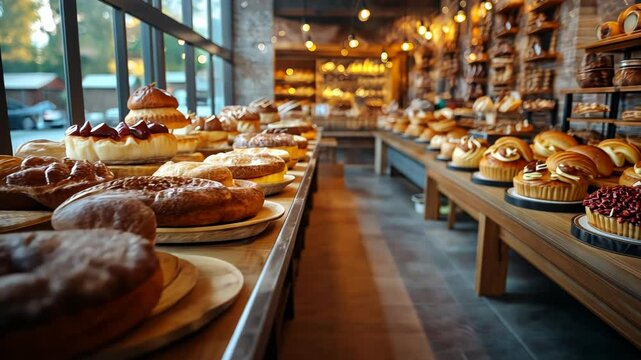 Artisan bakery display.  Fresh baked goods