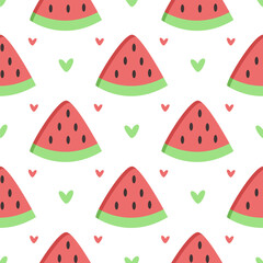 Cute watermelon hand drawn seamless pattern design for print on fabric and other uses