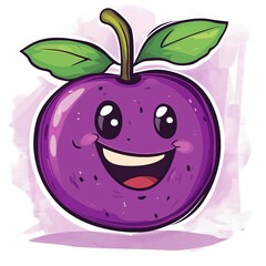 Obraz premium Funny Cartoon Plum Character - Colorful and Playful Vector Illustration for Children's Art