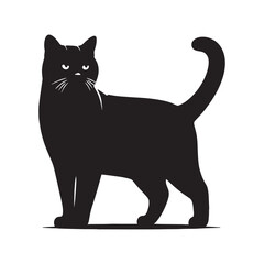 Minimalist American Shorthair silhouette, a clean and elegant design - American Shorthair illustration - American Shorthair vector - cat silhouette

