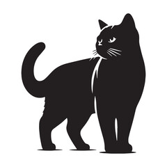 Dynamic American Shorthair silhouette, a tribute to its playful spirit - American Shorthair illustration - American Shorthair vector - cat silhouette

