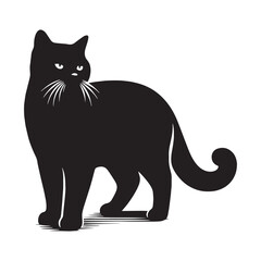 Obraz premium Graceful American Shorthair silhouette, a vision of feline perfection - American Shorthair illustration - American Shorthair vector - cat silhouette