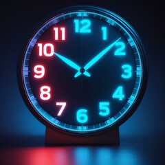 Minimalism and Drama: A pulsating clock with neon typography for advertising and branding.
