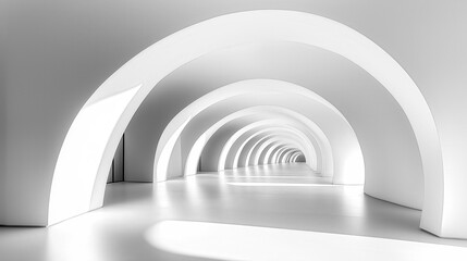 Obraz premium Minimalist Interior Design with Modern Geometric Curves and Light: A Contemporary Architectural Aesthetic