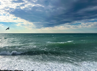 Black Sea in autumn in Sochi