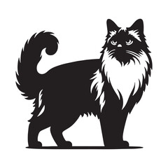 Regal Balinese silhouette, a symbol of ancient elegance - Balinese illustration - Balinese vector - cat silhouette


