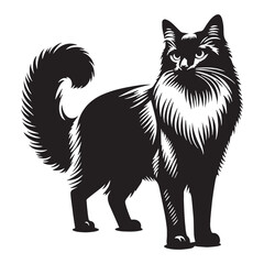 Elegant Balinese silhouette, a perfect depiction of feline grace - Balinese illustration - Balinese vector - cat silhouette

