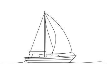Continuous line drawing of a sailboat in a minimalist and artistic single-line sketch style