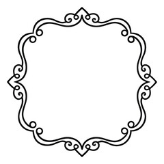 Ornate Border Decorative Black with Swirls on a Transparent Backdrop