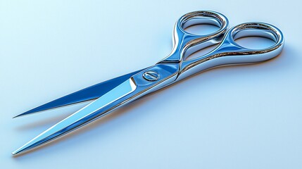 Shiny Steel Scissors Ready for Precision Cutting Sharp Edges Pointed Tips Open Tool Metal.