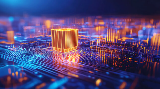 Futuristic digital data processing virtual environment 3d render technology abstract concept