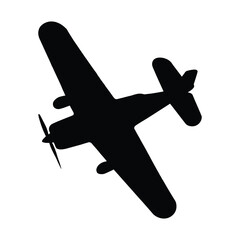 Silhouette of a vintage airplane with a propeller.