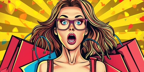 Astonished Shopper: A Pop Art Celebration of Retail Therapy