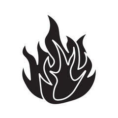 Minimalist black line drawing of a flame symbol; perfect for representing heat, energy, or fire concepts in a modern design.