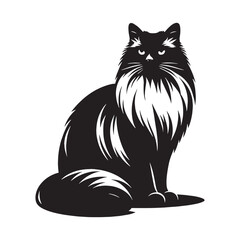 Regal Birman silhouette, a symbol of ancient elegance - Birman illustration - Birman vector - cat silhouette


