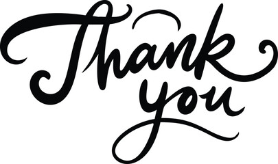Thank You Script Text, Brush Lettering Typography on Transparent Background